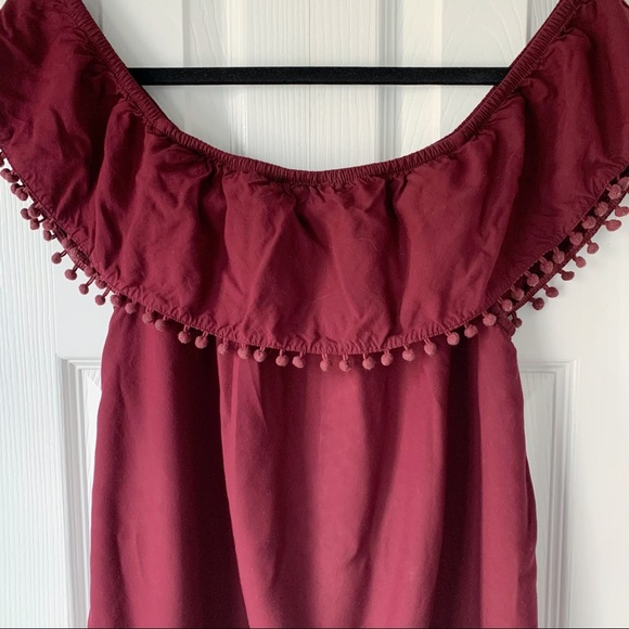 Dynamite burgundy off the shoulder top with embroidery - Picture 5 of 5